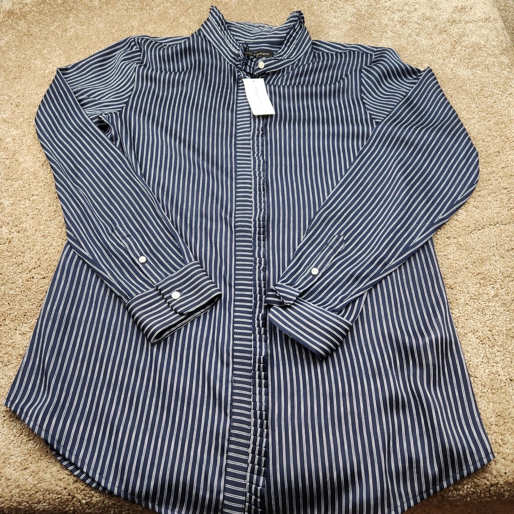 Banana Republic Navy Striped Blouse